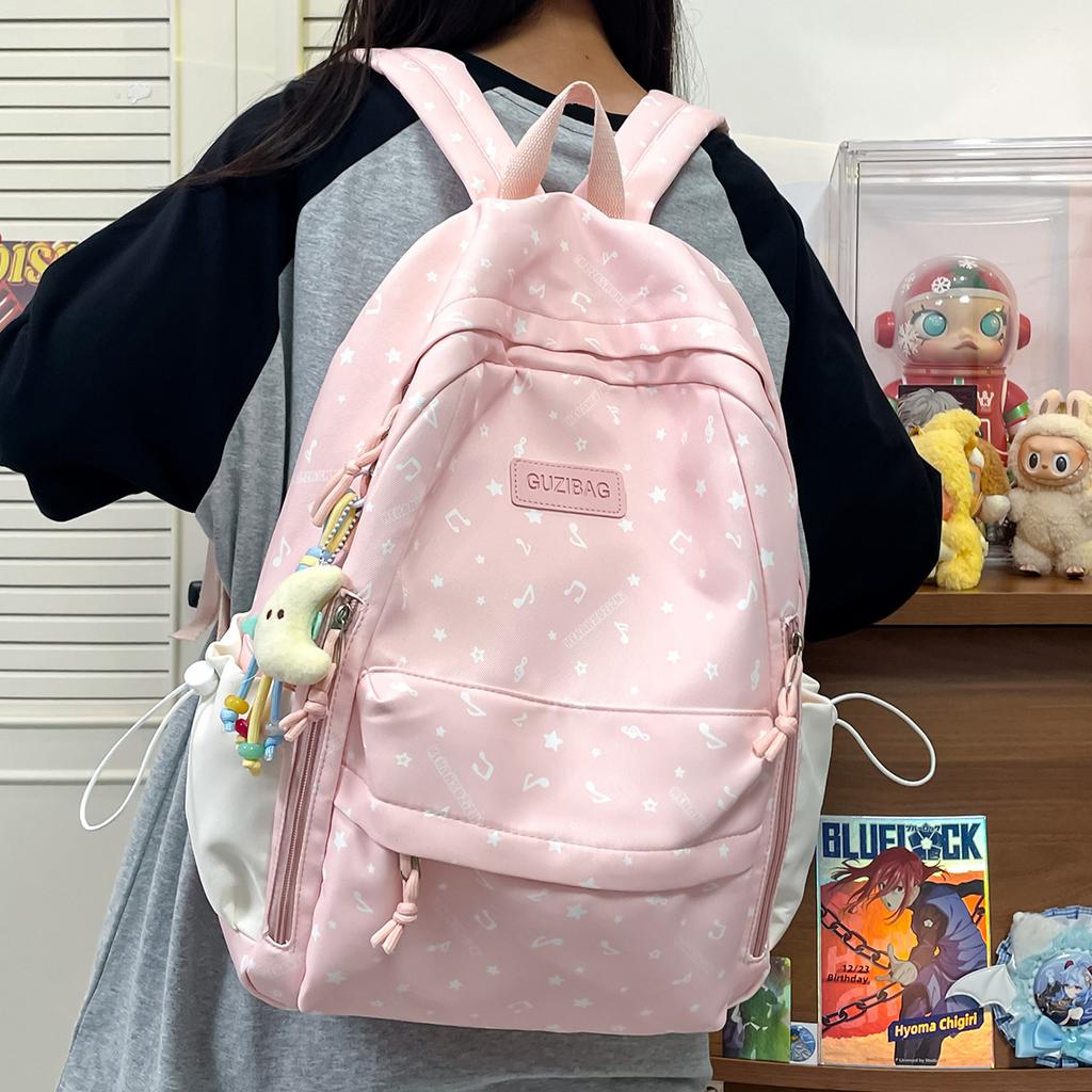 Student Schoolbag Girl Junior High School Large Capacity Cute Graffiti Star Backpack Ins Wind Student High School Backpack