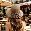 Women Beach Hat, Wide Brim Sun Protection Hat, Foldable Straw Summer Hat with Bowknot Decor, Breathable Outdoor Hat for Fishing, Travel