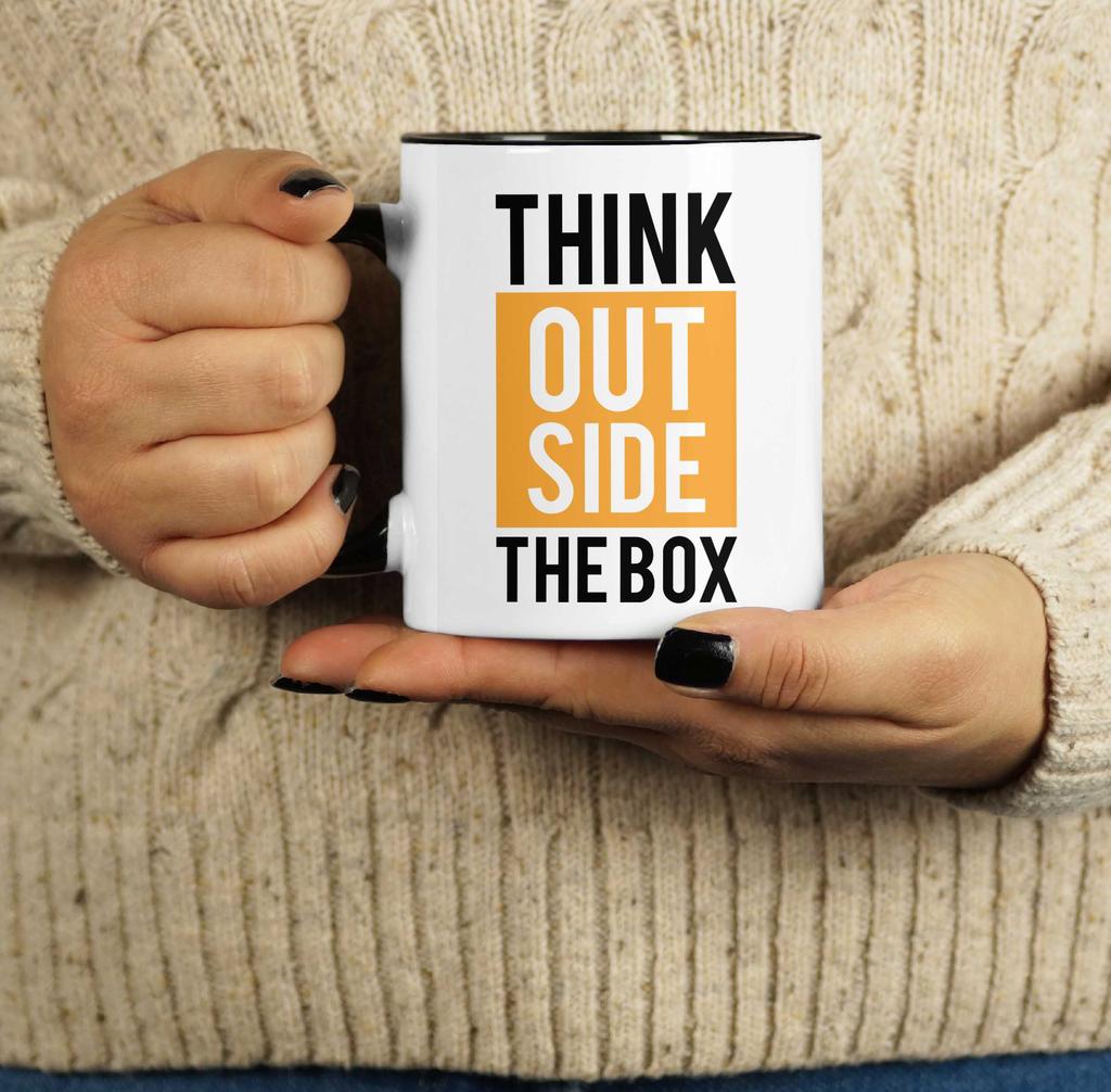 Inkdotpot Think Outside The Box Inspirational Positive Quotes 11Oz Ceramic  Coffee  Mug