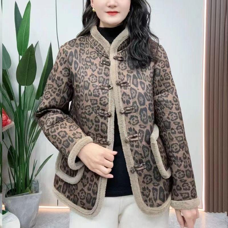 New Chinese Style Middle-Aged and Elderly Women's Long-Sleeved Short Thickened Coat Fashionable Temperament Mother's Winter Warm Floral Cotton Coat