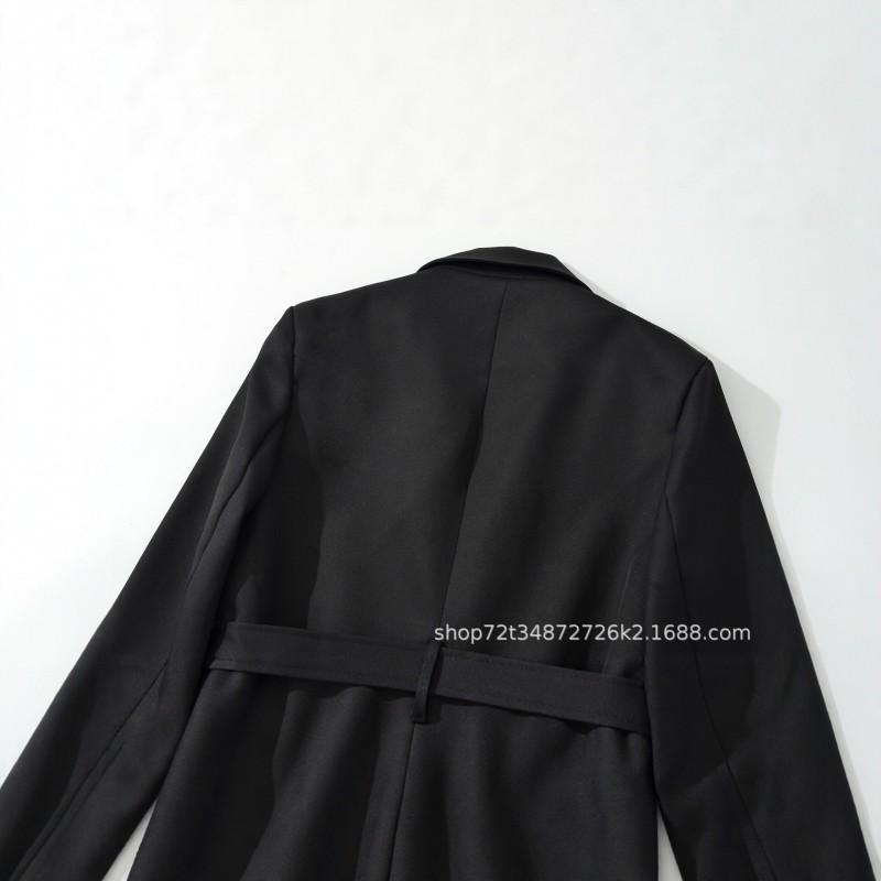 Womens Tailored Short Blazer Slim Fit Tie Waist Office Work Jacket