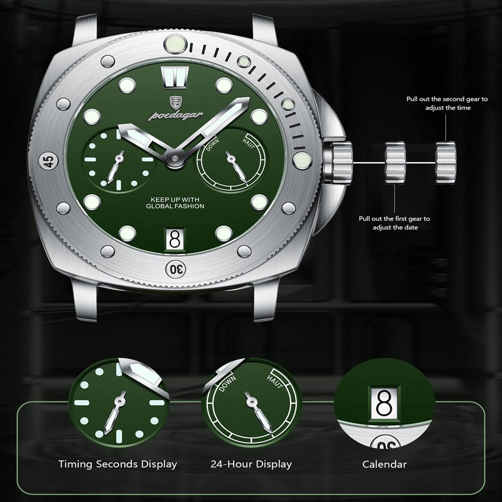 POEDAGAR High Quality Military Watch For Man Waterproof Luminous Date Fashion Men Clock Nylon Leather Quartz Watches