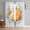 Animal Watercolor Sleeping Fox Sheer Curtains Window Curtains for Living Room Bedroom Blinds Kids Room Home Decor