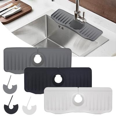 Abtropfmatte für Spülbecken, Wasserhahn, groß, verlängert, dicke Silikon-Abtropfmatte, Aufbewahrungsmatte