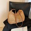 Yogodlns Summer Straw Weaving Shoulder Bag Large Capacity Crochet Beach Handbag Women Handmade Woven Hollow Out Underarm Knitting Bag
