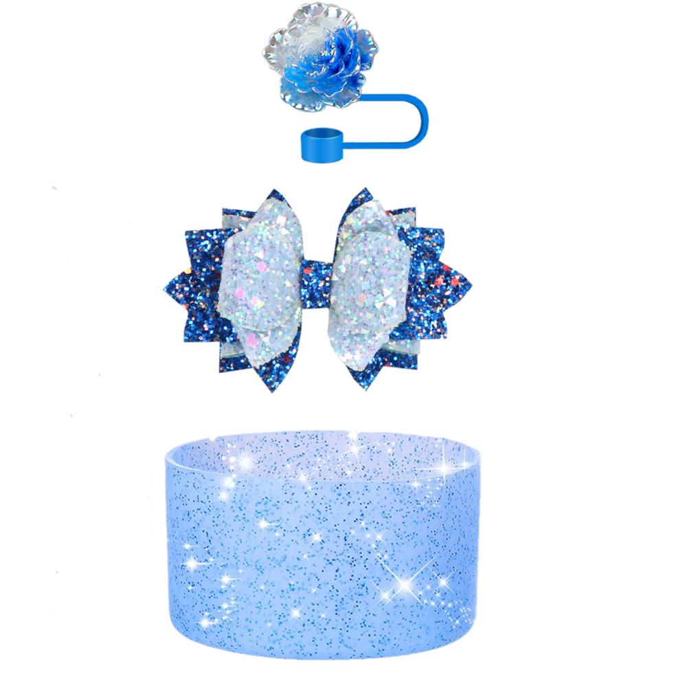 3Pcs Cup Accessories for Stanley Tumbler with Handle Rose Blossom Straw Cover Cap Straw Toppers Silicone Boot Letter Charms