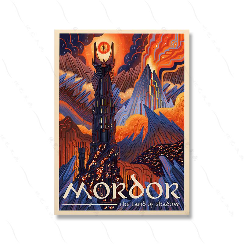 Ring Art Poster Wall Retro Travel Abstract Canvas Vintage Film Mordor Castle Lord Magic Painting Kid Bed Room Home Decor Picture