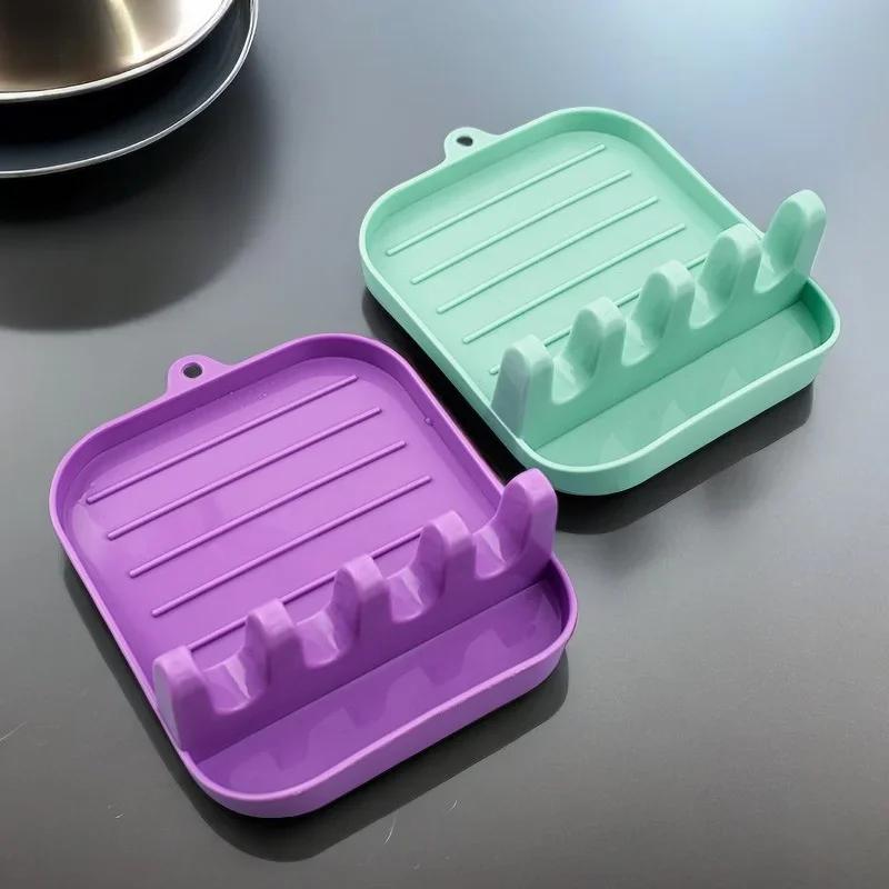 Multi Functional Spatula Rack Kitchen Tools Shelf Household Table Top Card Slot Type Hole Free Pot Cover Spatula Frame