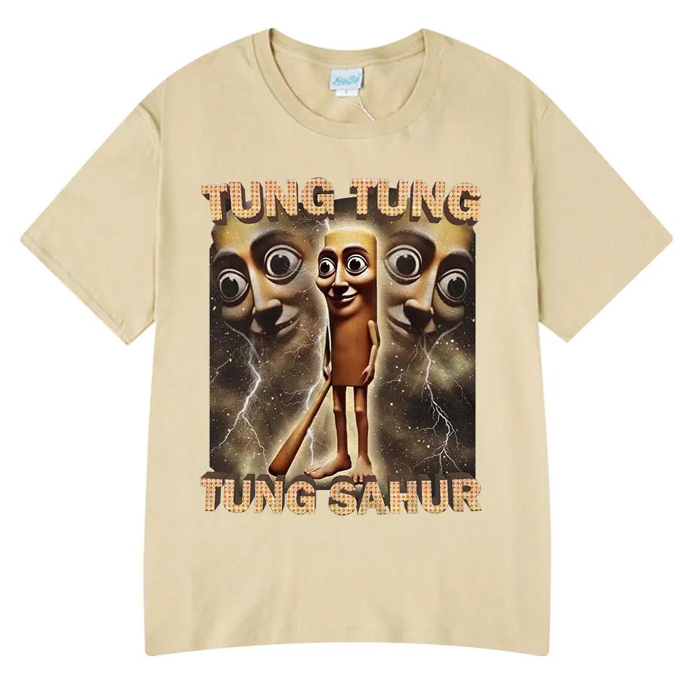 Tung Tung Tung Sahur Vtipné Meme Tričko s Baseballovou Pálkou Pánské Oblečení Módní Humor Styl Trička Unisex Letní O-výstřih Topy Tričko