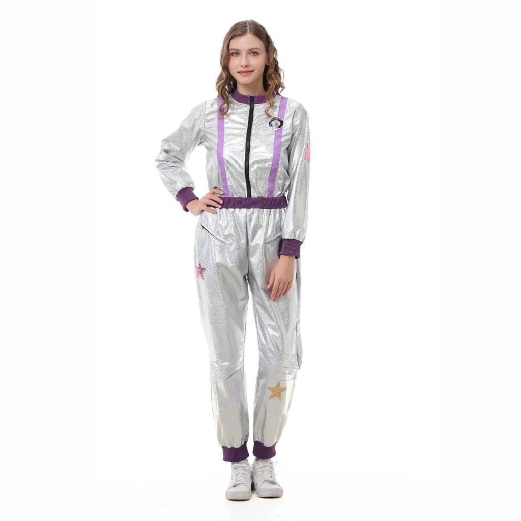 Halloween new wandering earth silver glossy astronaut spacesuit top pants COS parent-child performance suit