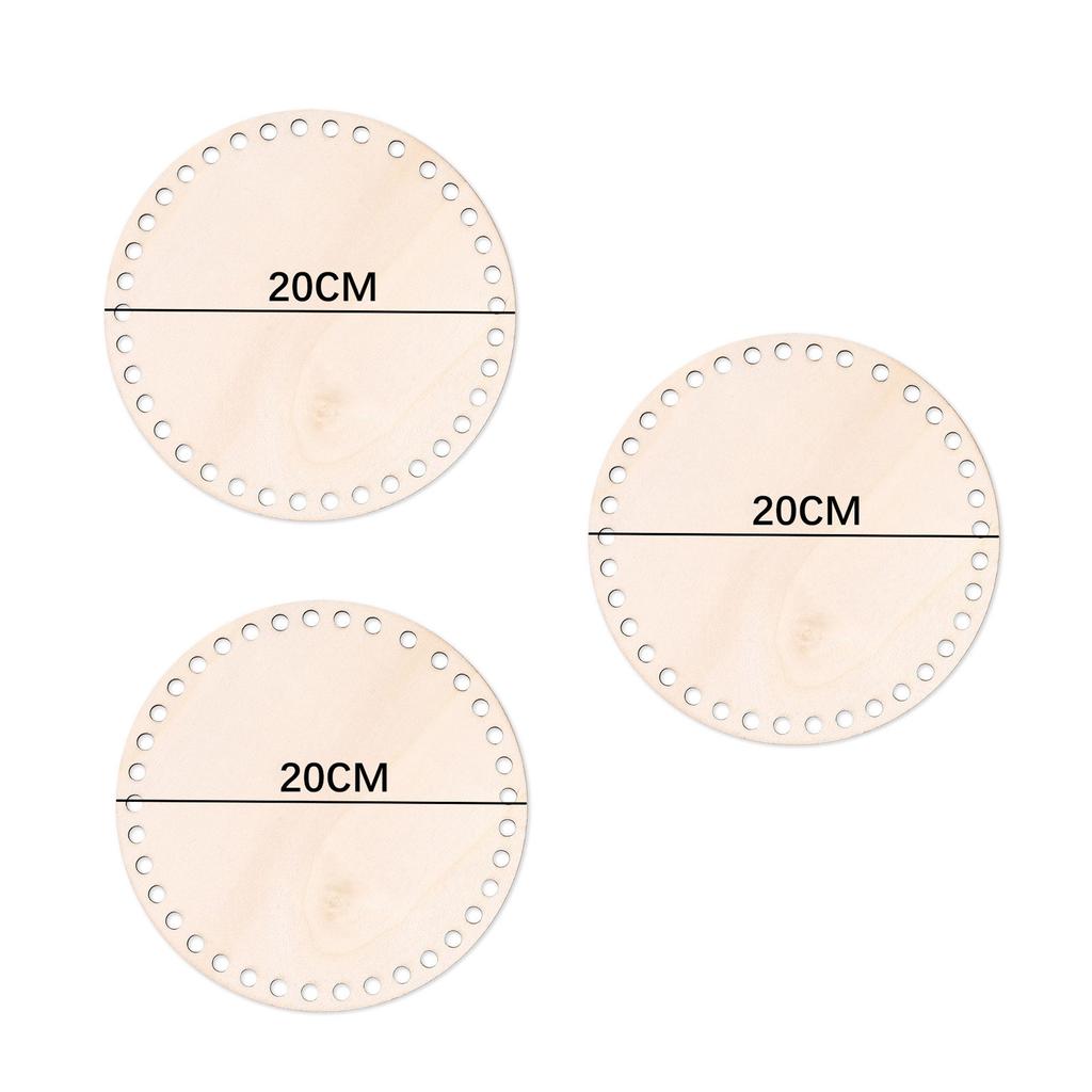 3 Pcs/Set Crochet Basket Base Poplar Plywood Unfinished Blank Cross Stitch Carved Hand-Woven DIY Crafts Basket Wooden Bottom