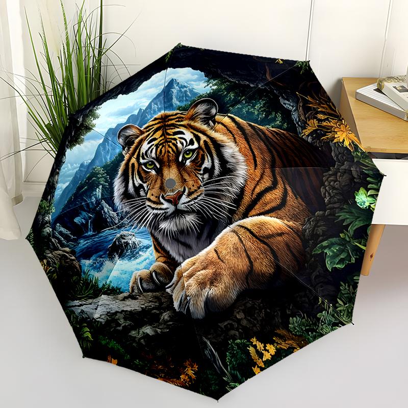 Beautiful Peacock and Animal Utomatic Folding Umbrella: Compact 8-rib Design For Outdoor Daily Compact Umbrella Perfect Gift For Friends And Family