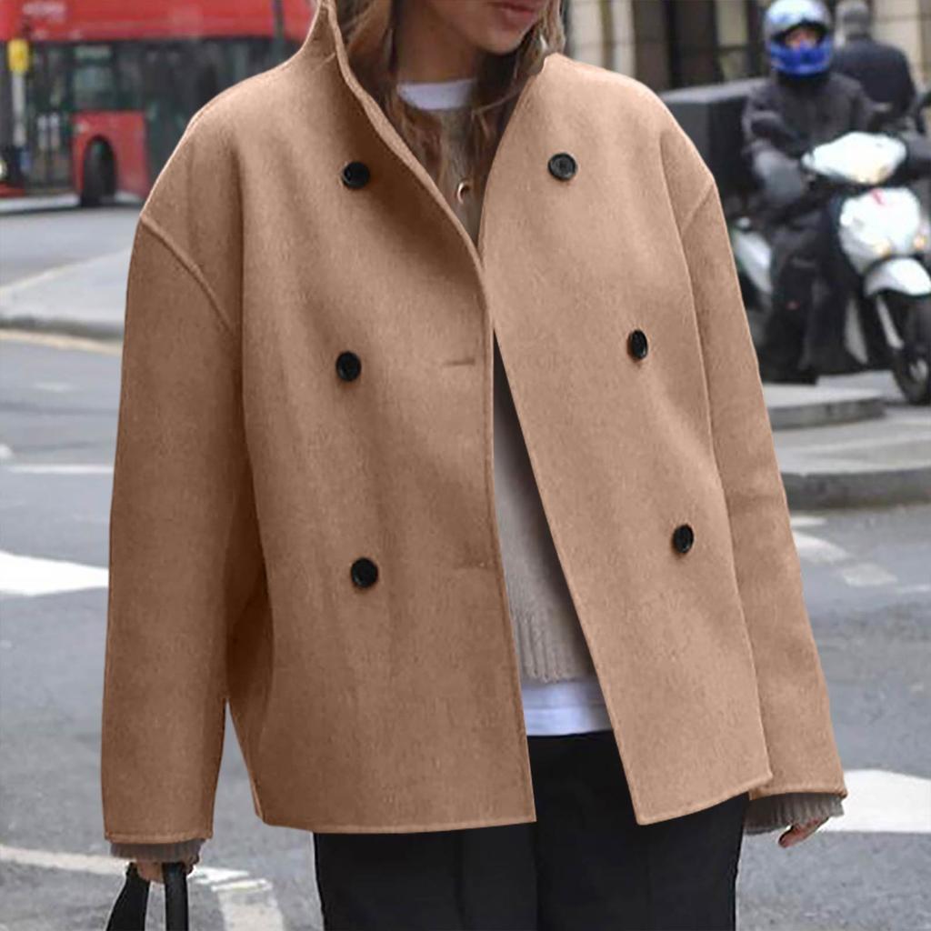 Women's Casual Loose Fit Color Long Sleeve Button Down Jacket with Lapel Collar for Daily Wear