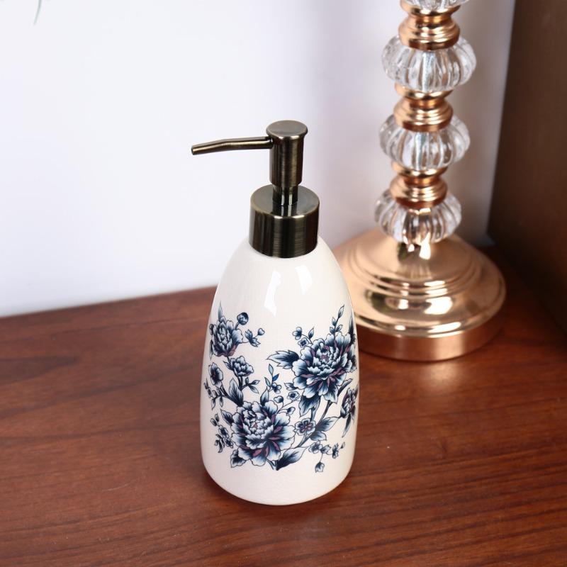 300ML Vintage Ceramic Lotion Bottle Creative Flower Soap Dispenser Household Shampoo Shower Gel Makeup Remover Storage Bottle