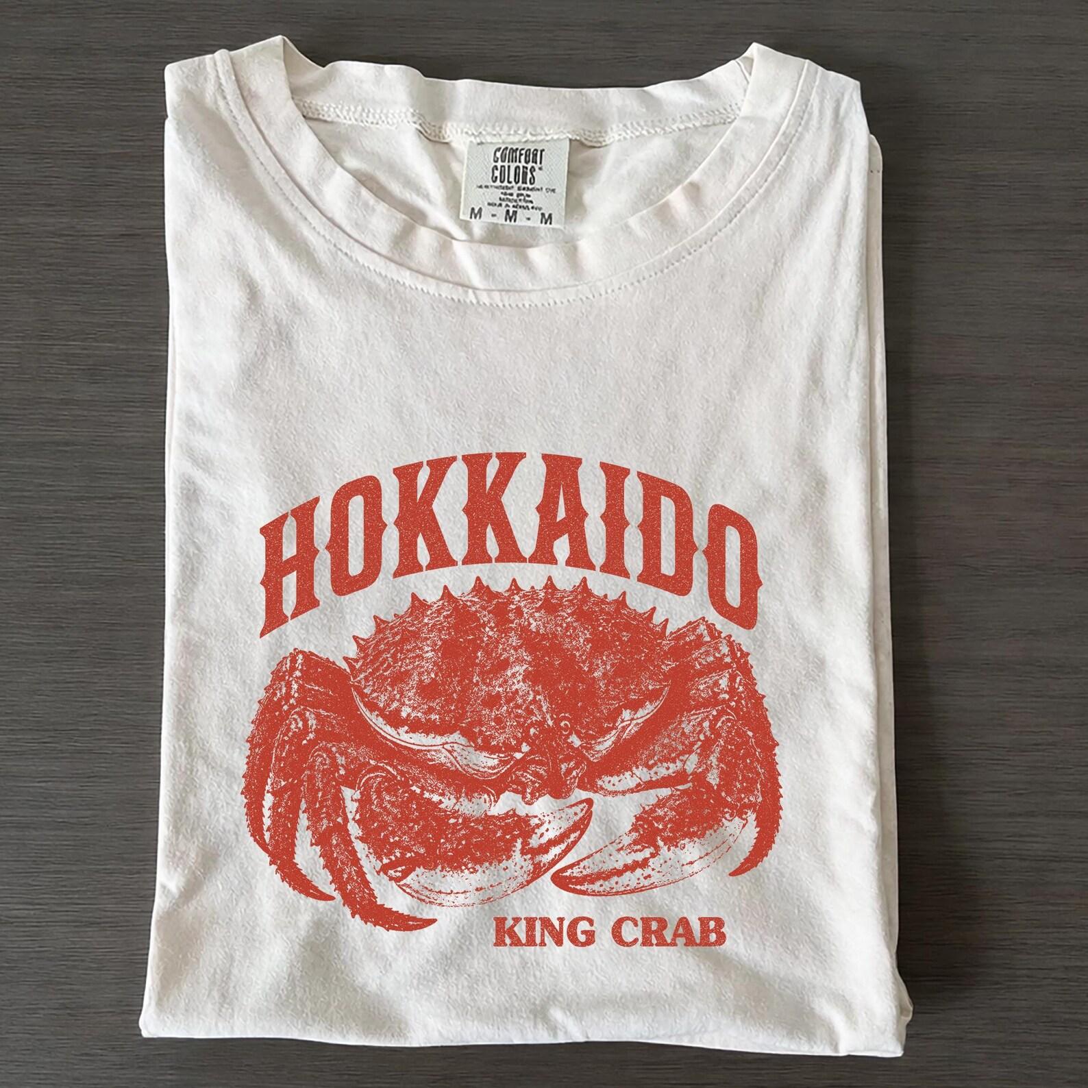 Vintage Hokkaido King Crab Shirt, Japanese Seafood Tee, Retro Ocean Streetwear Gift M