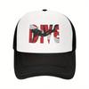 Diving Scuba Diver Graphic Trucker Hat Polyester Breathable Mesh Sports Casual Adjustable Cap Unisex