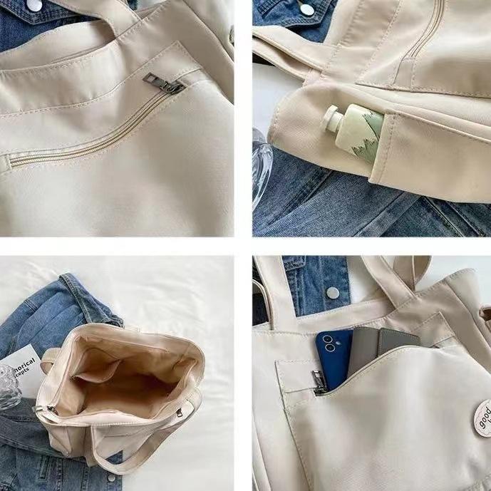 Simplicity Oxford Canvas Composite Shoulder Bag Solid Color Versatile Lazy Style Crossbody Bag Large Capacity Commuter Tote Bag
