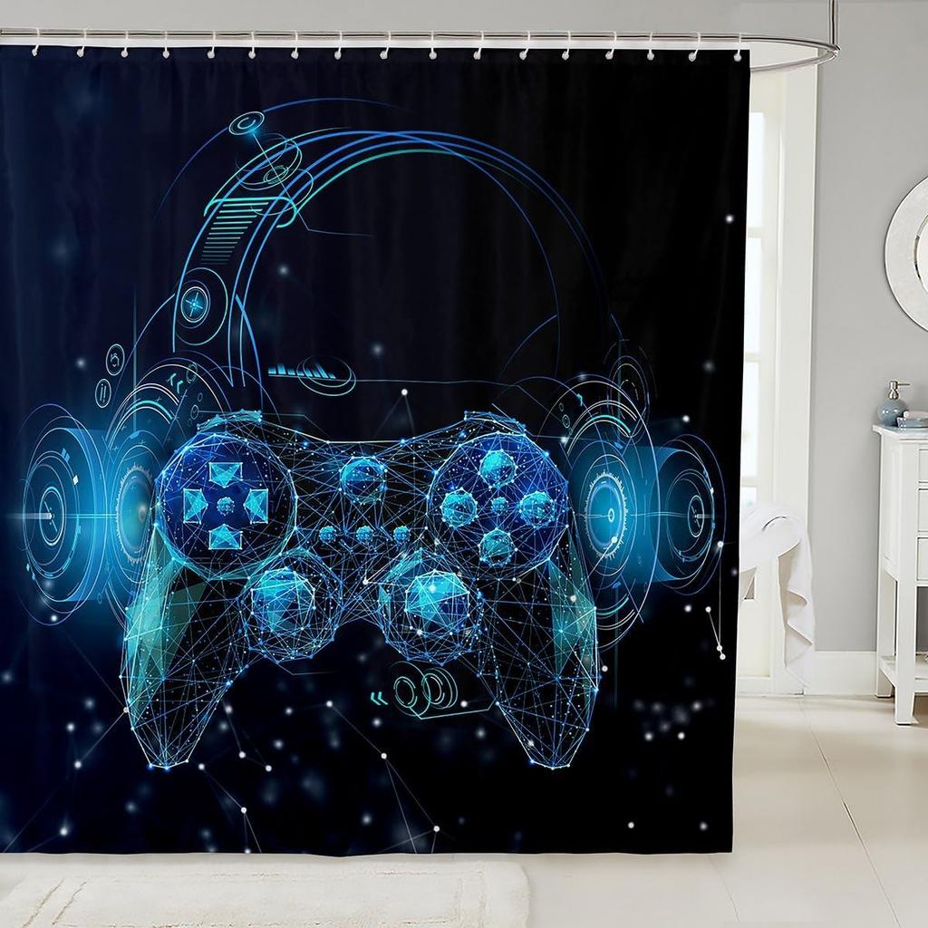 Shark Shower Curtain, 3D Shark Bath Curtain, Sea Animals Bathtub Shower Curtain Ocean Sea Wave Shower Stall Curtain Blue White