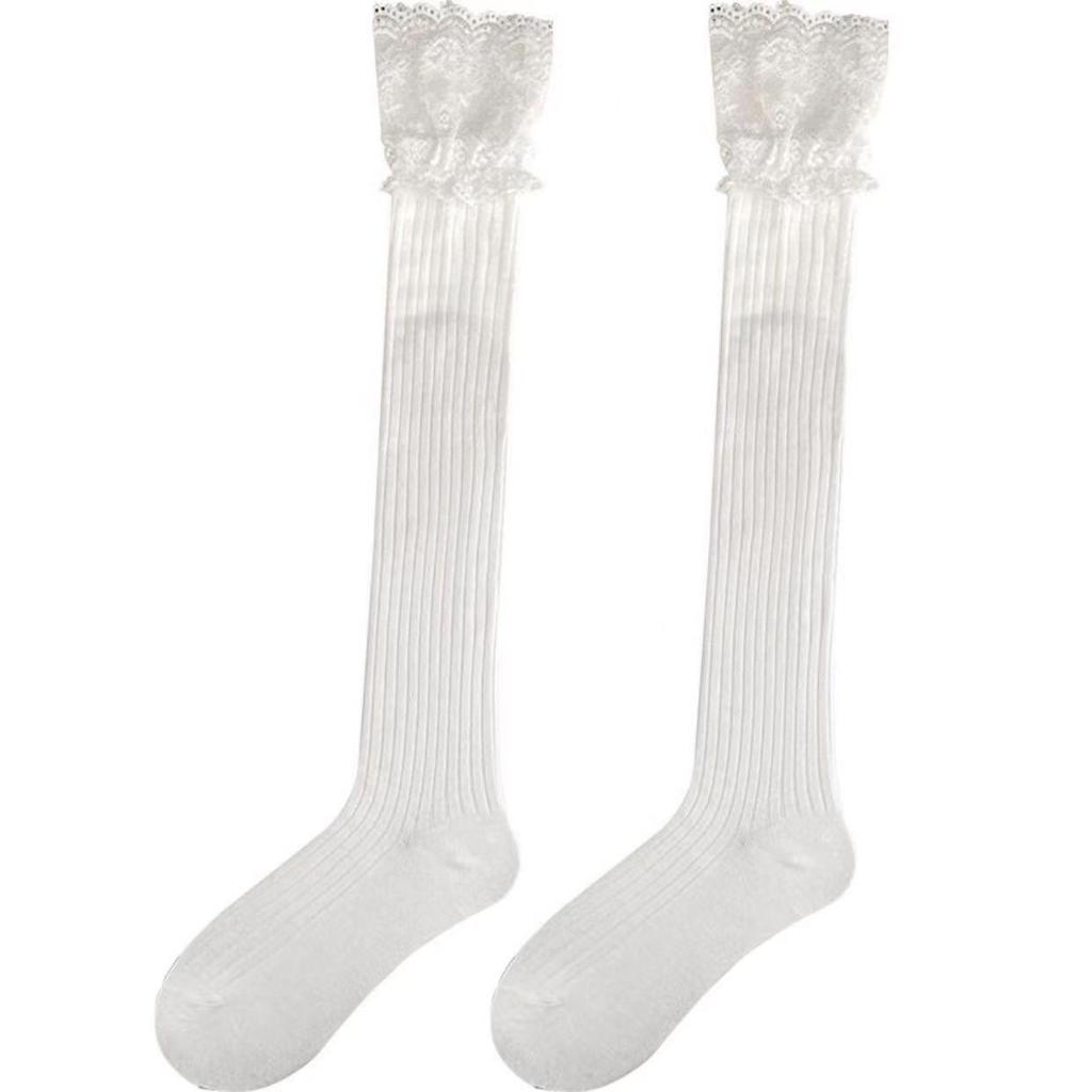 Women’s Over-the-Knee Black & White Lace Lolita Socks