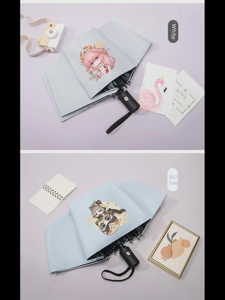 Genshin Impact Automatický skládací deštník s UV ochranou pro žáky základních škol - Odolný proti větru, pro slunečné i deštivé počasí