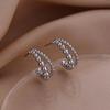 C-Shaped Cool Girl Hollow Earrings with Double-Layer Round Beads - Simple, Exaggerated, Versatile Stud Design in Cold Aesthetic