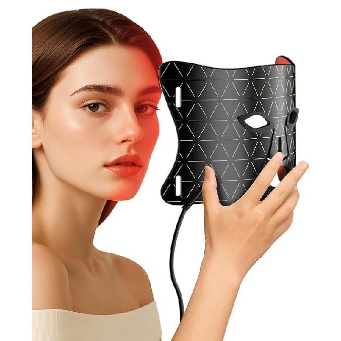 Red Light Therapy for Face, Upgraded LED Face Mask Light Therapy, red light therapy Mask - Red, Blue & Infrared Light for Acne, Wrinkles & Skin 3-Strap Design