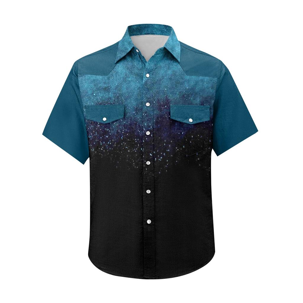 Men'S Fashionable Lapel And Shoulder Length Short Sleeved Casual Top