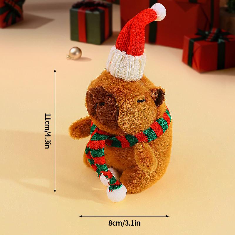 Capybara Christmas Keychain Cute Red Scarf Bear Doll Keyring Hanging Mobile Phones Bag Pendant Christmas Party Small Gifts Decor
