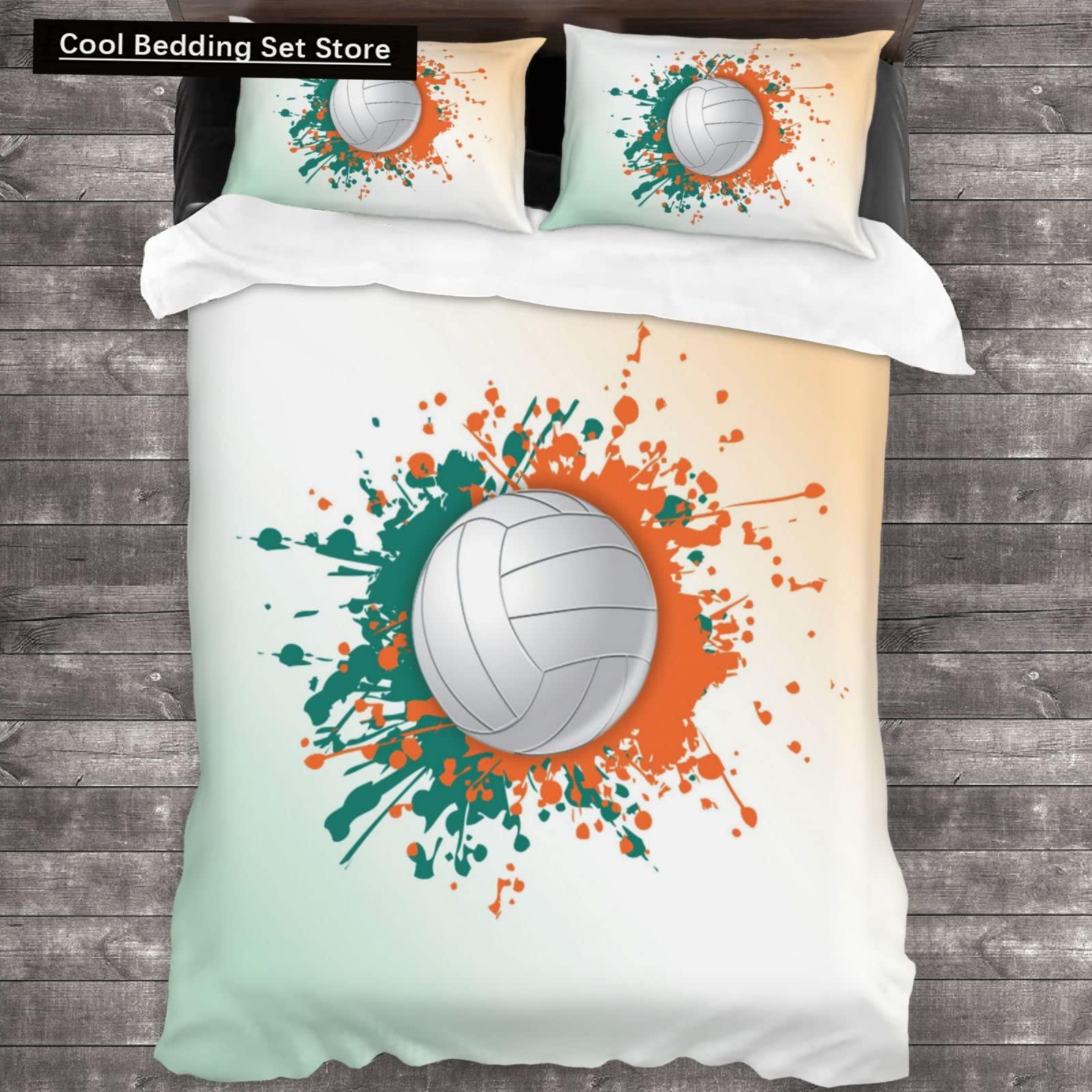 

Comforter Volleyball Bedding Set Sports King Queen Boys Girls Ball Theme Fire And Water Comforter Polyester Comforter (quilt)-EU Single(135*200cm)3pcs