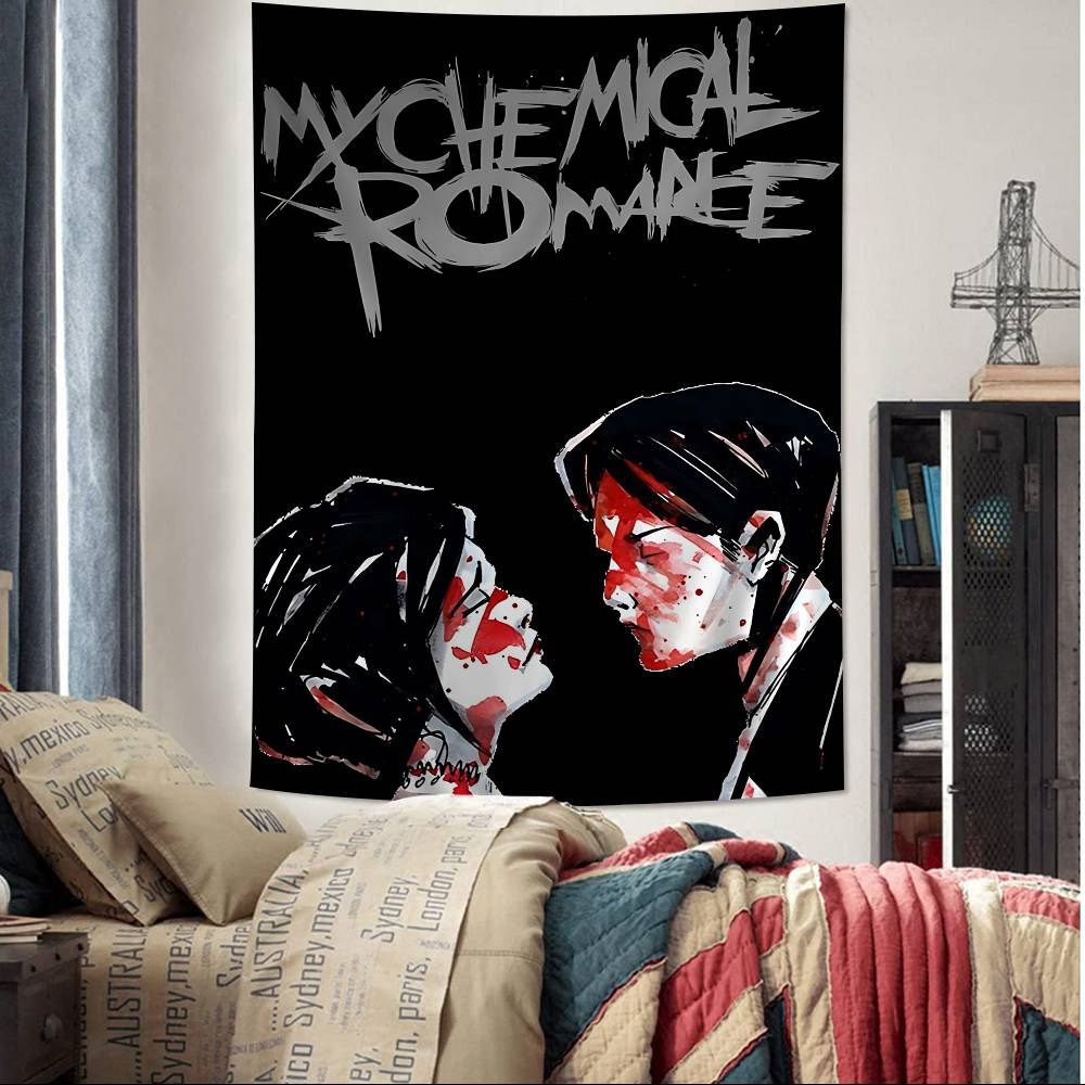 Popular Rock Band My Cchemical Romance Anime Tapestry Hippie Flower Wall Carpets Dorm Decor Wall Hanging Home Decor