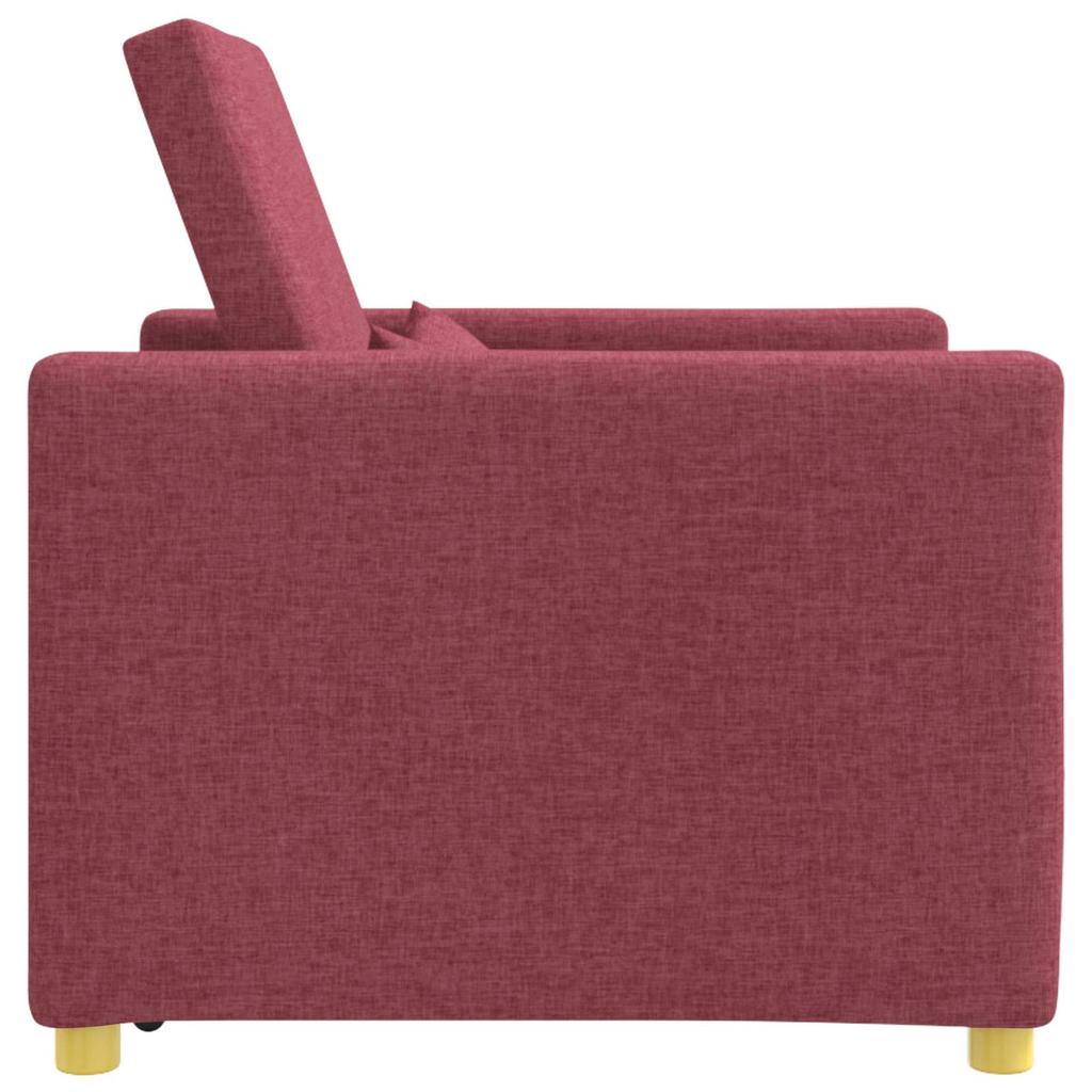 Extendable Sleeper Sofa Single Burgundy Red 90 X 165 X 87 Cm Fabric