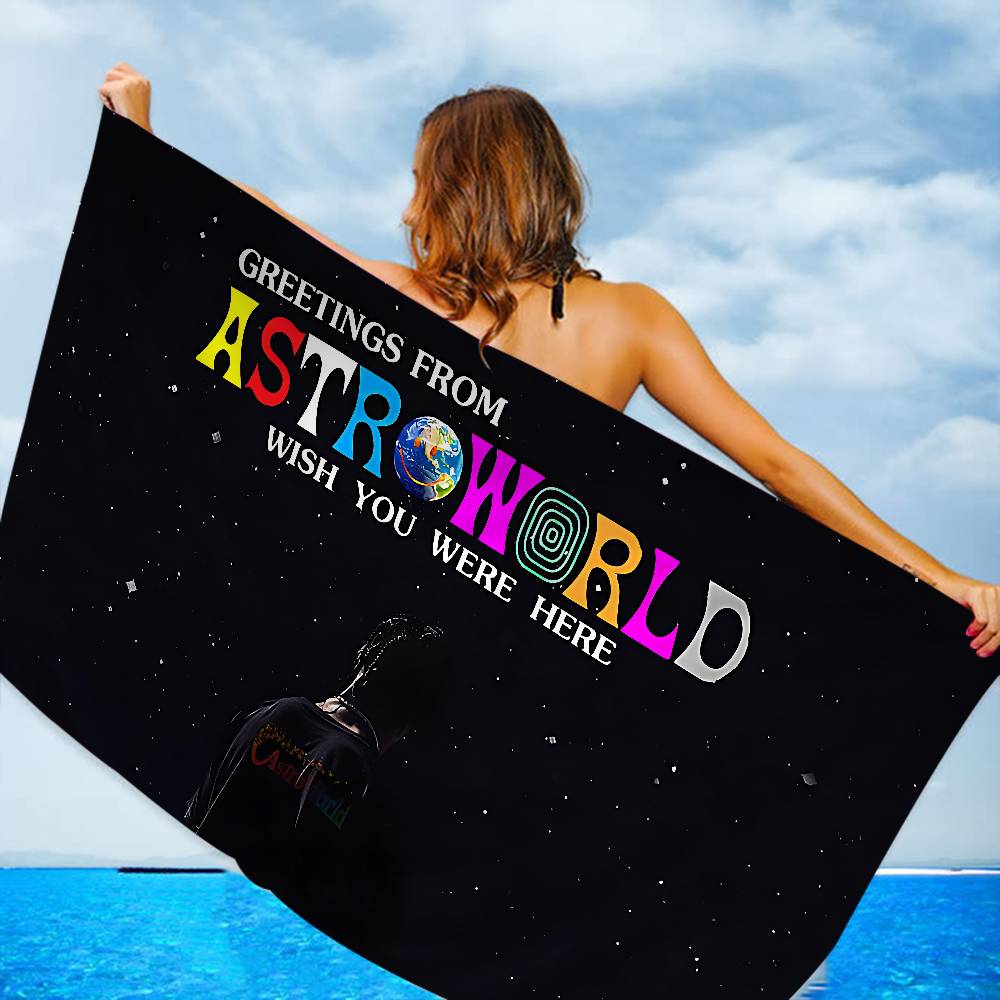T-Travis S-Scott A-Astroworld Microfiber Printed Beach Towel Mountain Climbing Yoga Beach Swimming Running Absorbent Soft Towel