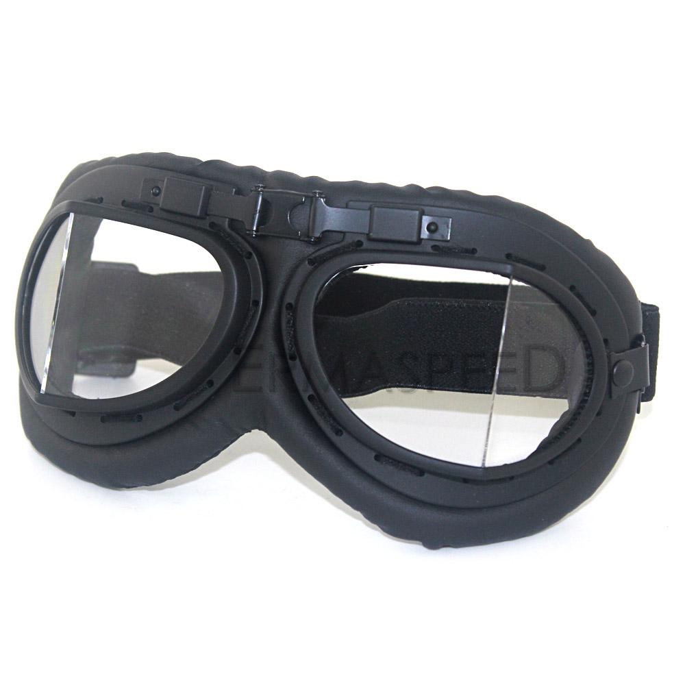 

Мотоциклетные очки Ретро Винтаж Мото Шлем Искусственная кожа Стимпанк Очки Мотоцикл UV400 Скутер Байкер Clear Lens