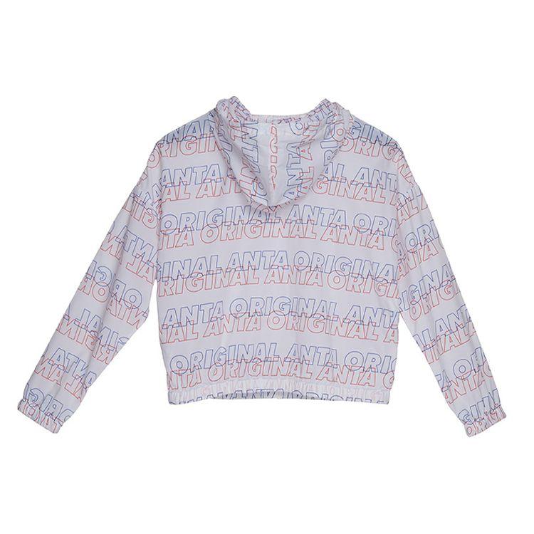 Anta All Over Print Hooded Short Jacket Women jackets Magnolia-White 162028611-1