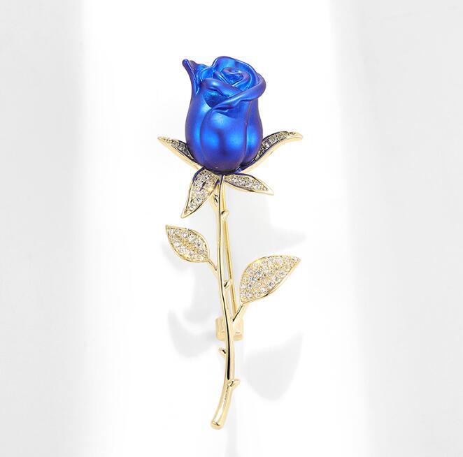 

Ladies Red Rose Brooches for Women Tulip Elegant Corsage Fashion Crystal Brooch Pin Dress Accessories Jewelry Party Gifts синій