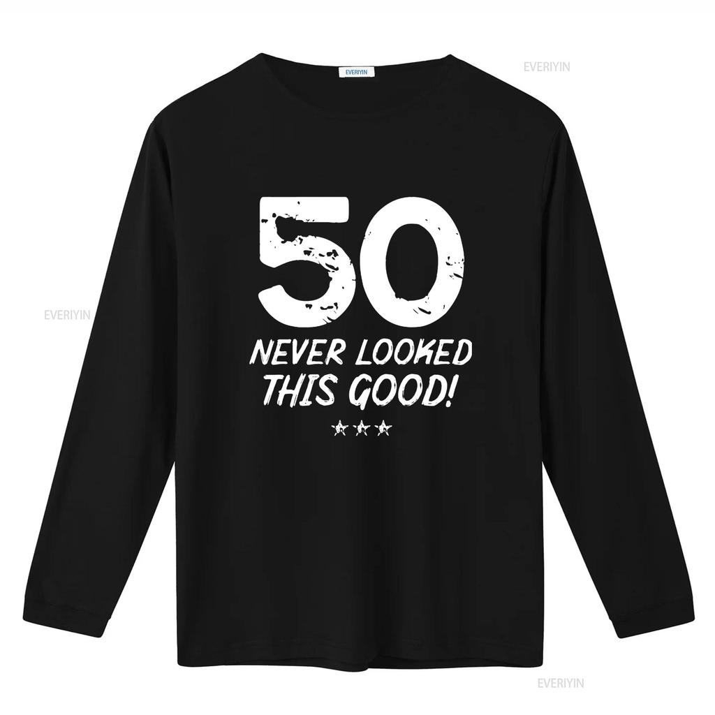 Womens 50 Year Old Never Looked So Good Birthday 50th T Shirt Black Medium vintage Washed Unisex Stylish Stretched graphic