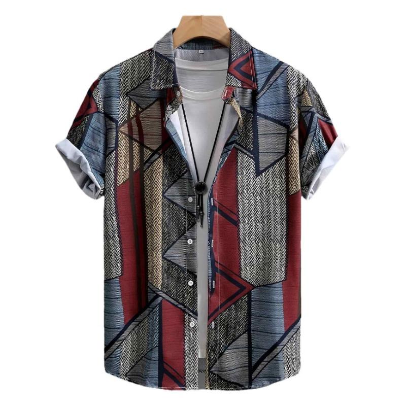 Camicia da spiaggia da uomo stampata tessuto leggero traspirante abbigliamento casual estivo