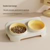 Eco-friendly Double Cat Bowl with Slanted Design - Protects Cervical Spine and Prevents Overturning, Suitable for Food and Water.