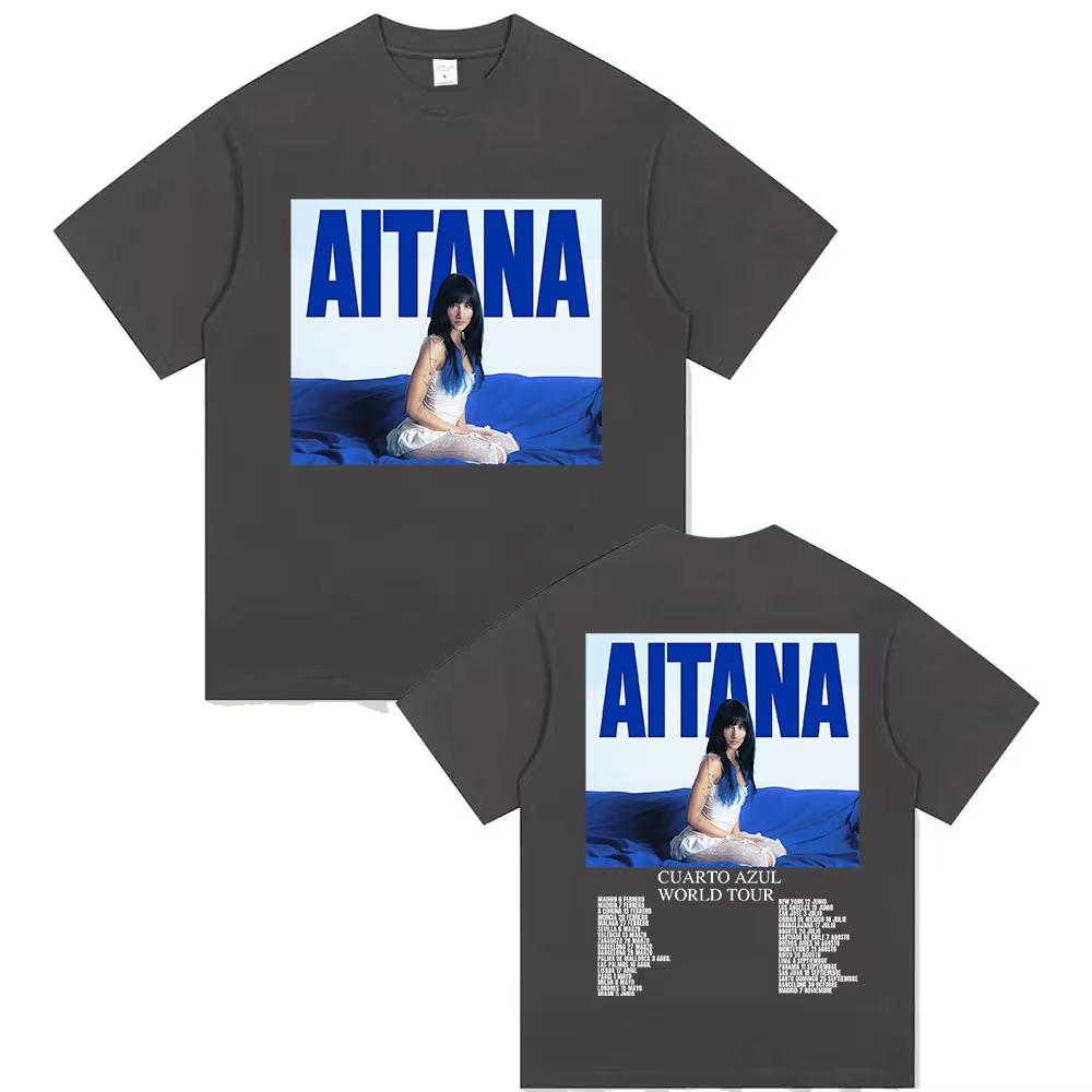 

Aitana Cuarto Azul World Tour 2026 Poster Print TShirt Men Women Streetwear Hip Hop Y2K Fashion Cotton Summer Tee Oversized Top S