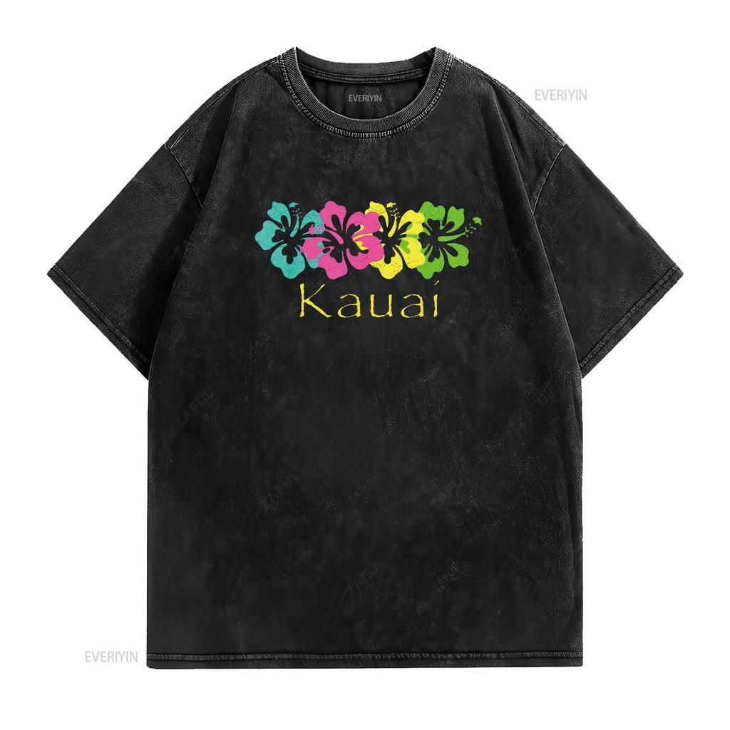 Womens Kauai Tropical Beach Design Travel Surf T Shirt White 4X Large vintage Washed homme Soft Slightly Stylish fashion