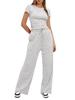 Women's 2-Piece Casual Set: Ruffle Sleeve Top & High Waist Wide Leg Pants Sportswear