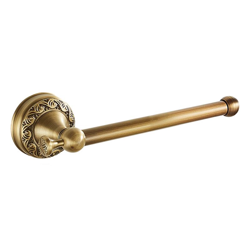 Antique Brass Gold Wall Mounted Toilet Paper Roll Holder, Toilet Paper Roll Dispenser Simple Rod Type Toilet Roll Holder EL3186Z