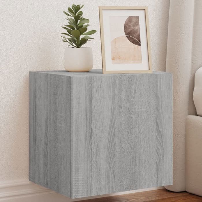 VidaXL Wall-Mounted TV Unit with LED Lights, Hanging Television Cabinet with Storage, Floating TV Stand, Modern, 837256