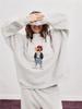 Spring & Autumn Women's Trendy Printed Loose Hoodie with Medium-High Collar and Long Sleeves