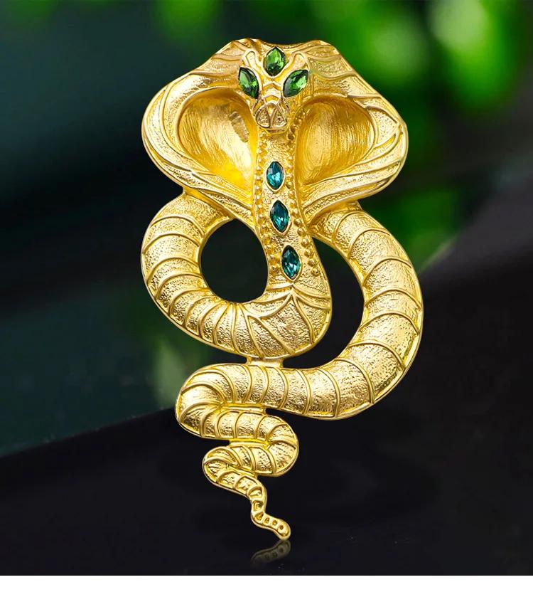 SKEDS Fashion Women Men Vintage Crystal Matte Cobra Brooches Pins Exquisite Retro Classic Unsiex Suit Office Snake Badges Gift