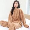 GMXIA Pajamas Are Cute and Sweet for Autumn and Winter. Long-sleeved Sets with Thick and Warm Outerwear for Women and Round-neck Home Wear