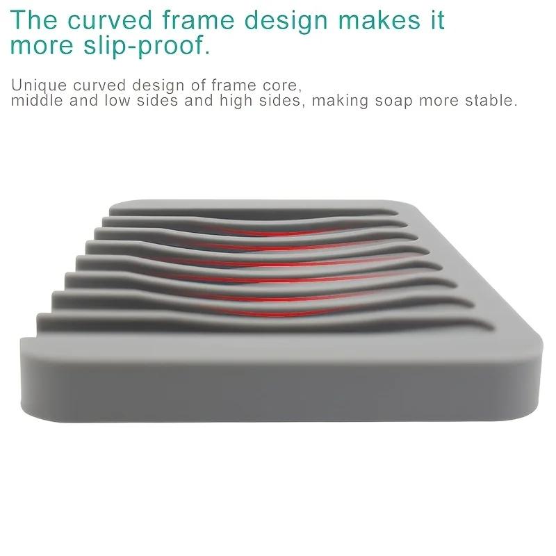 Silicone Soap Dish Drain Soap Tray Self Draining Soap Holder Bathroom Soap Rack Shower Soap Storage Rack Bathroom Accessories