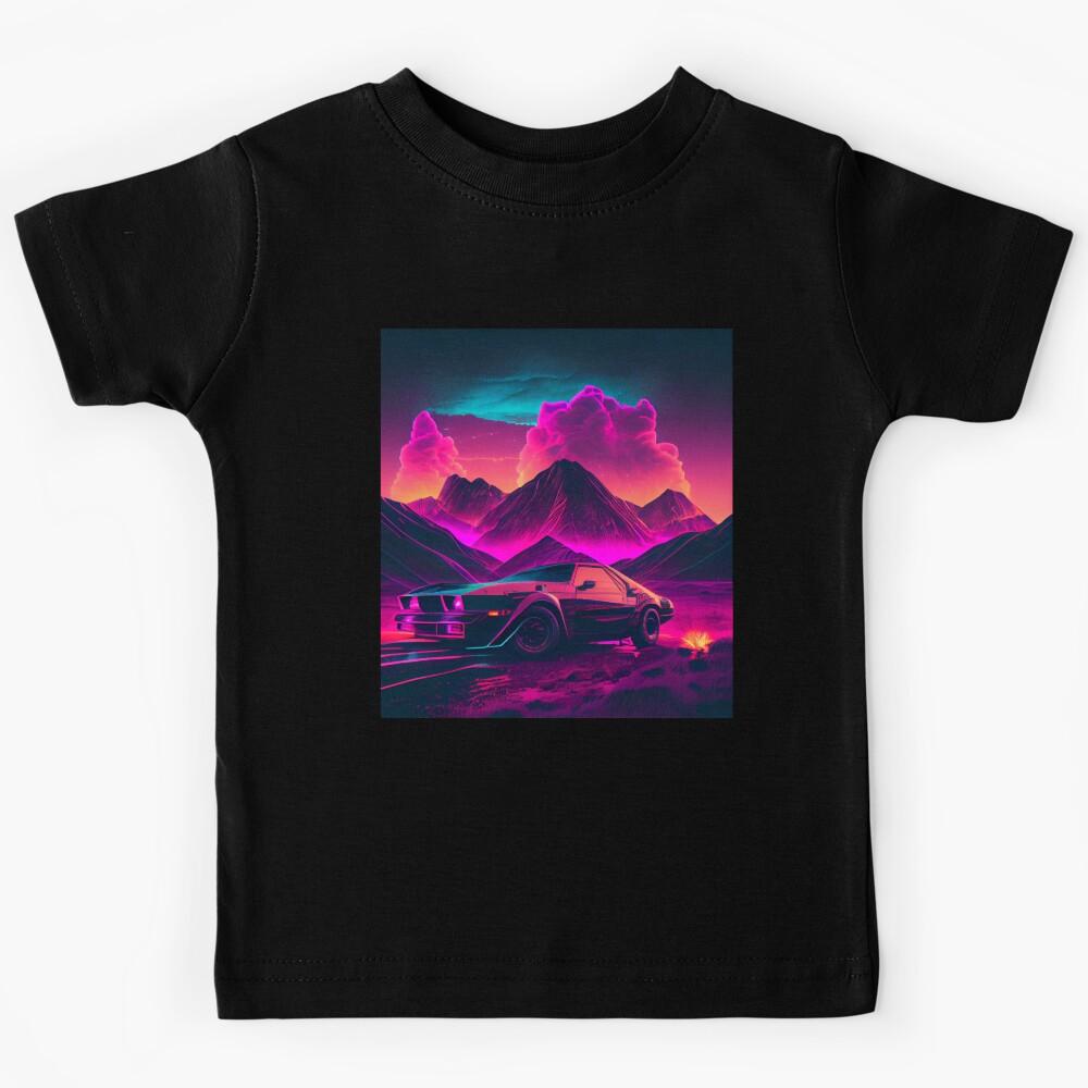 A Synthwave Car and Landscape Kids T-Shirt 110