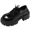 Black British style round head thick high heel platform small leather shoes women's 2025 new summer versatile soft-soled loafers