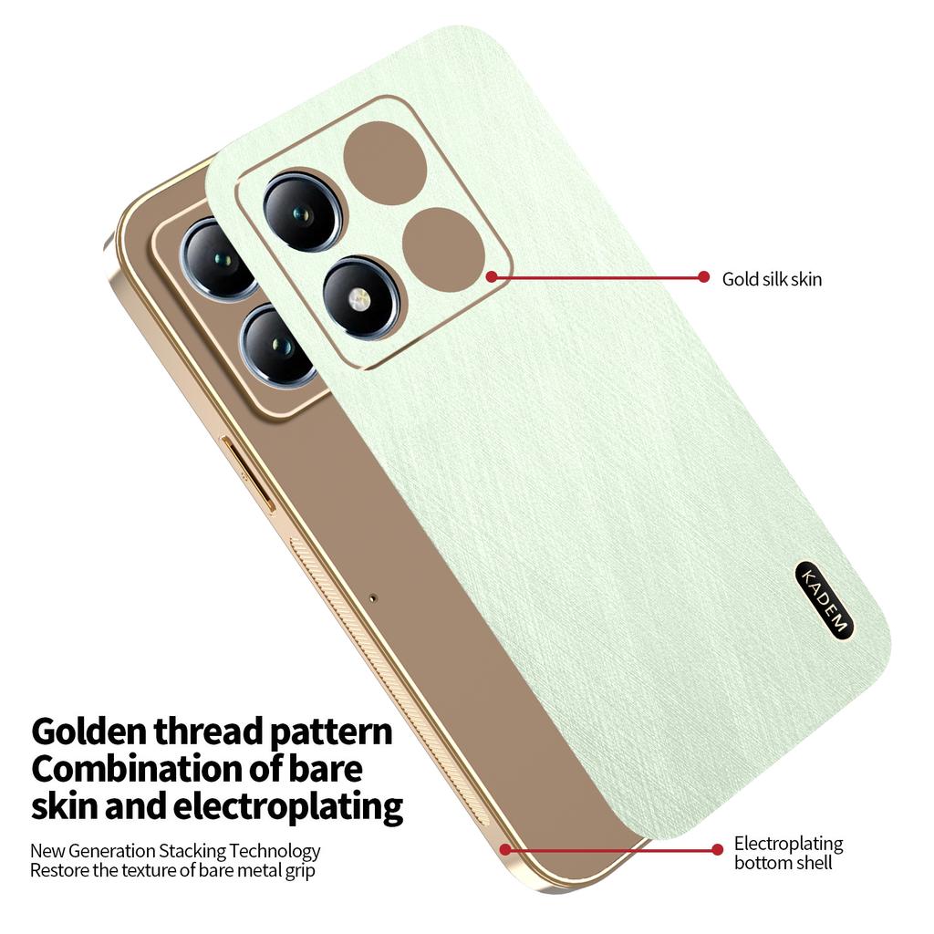 KADEM For Xiaomi 14T Pro Case Electroplating Silk Texture PU + TPU Phone Back Cover